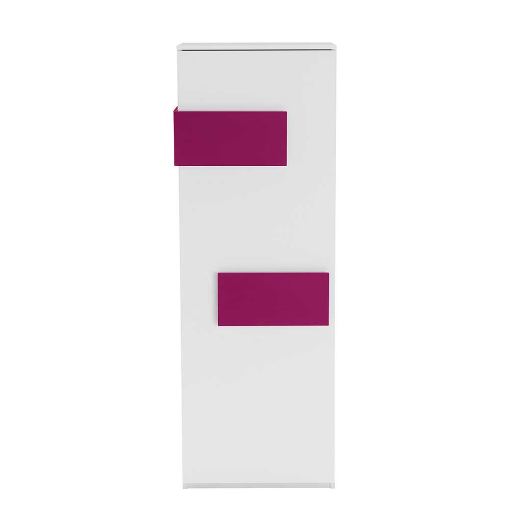 Schmaler Kleiderschrank Tidesco in Weiß Pink 50 cm breit