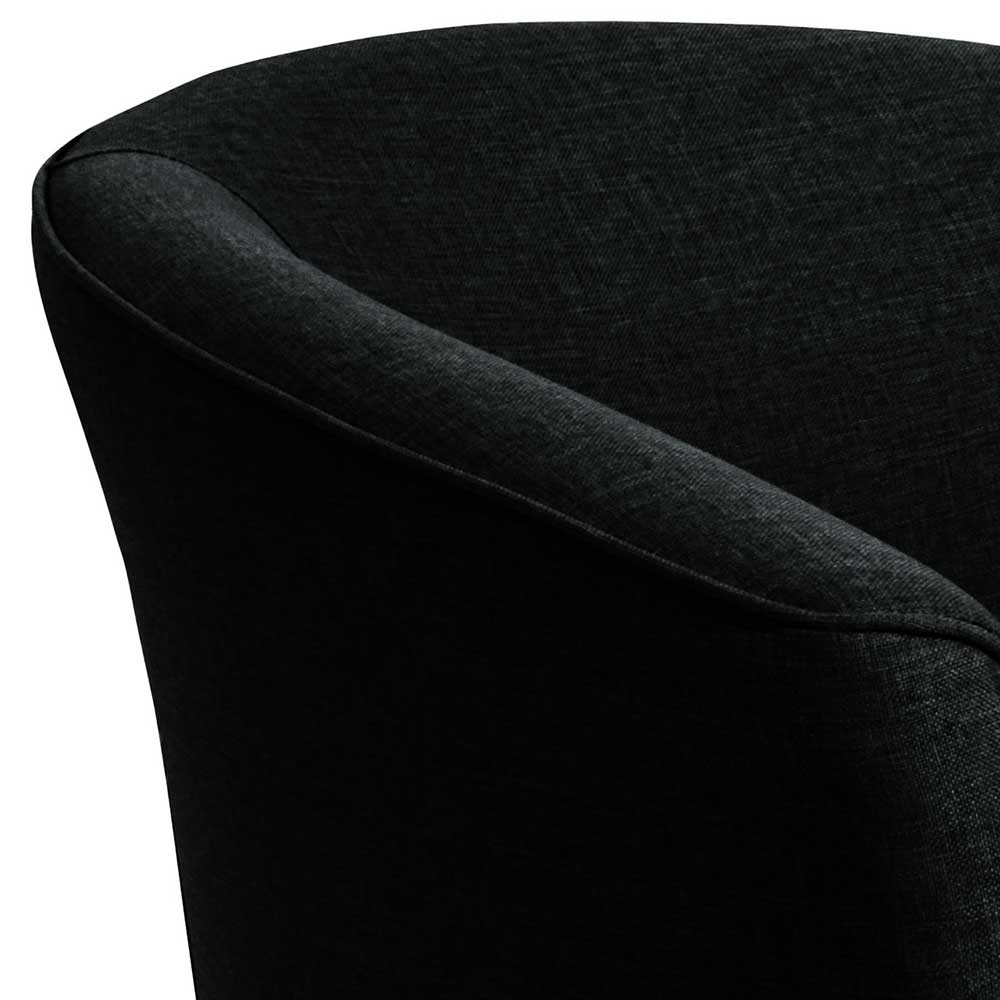 Schwarzer Sessel Jencia aus Flachgewebe und Buche Massivholz
