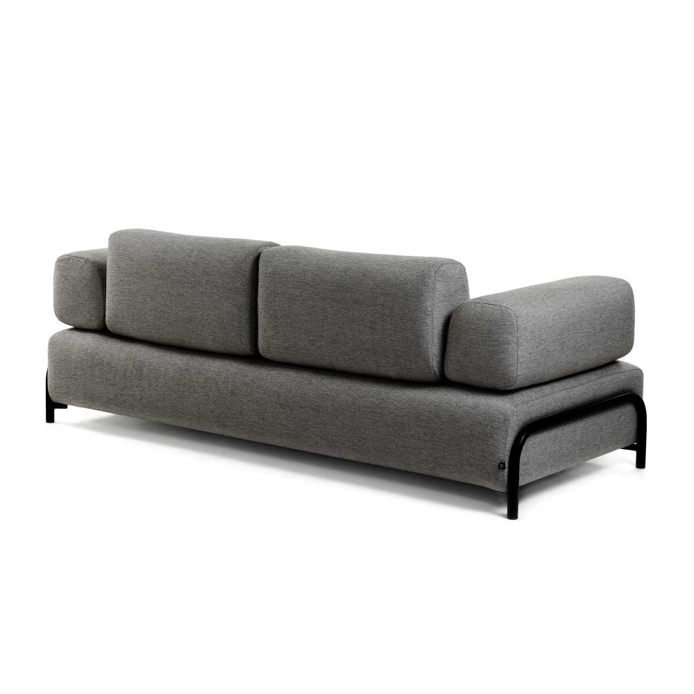 Dreisitzer Sofa Woston in Dunkelgrau Webstoff 60 cm Sitztiefe