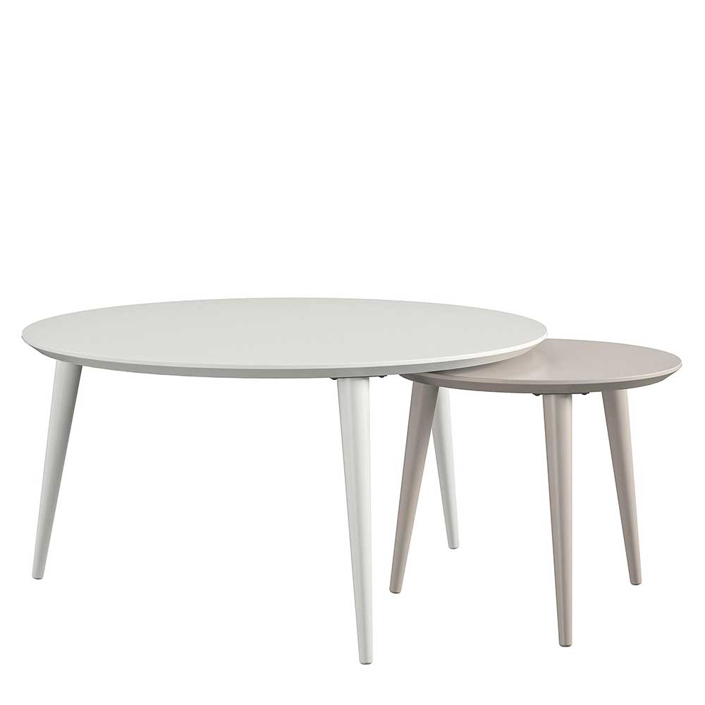 Sofa Tisch Set Tora in Weiß und Taupe mit Dreifußgestell (zweiteilig)