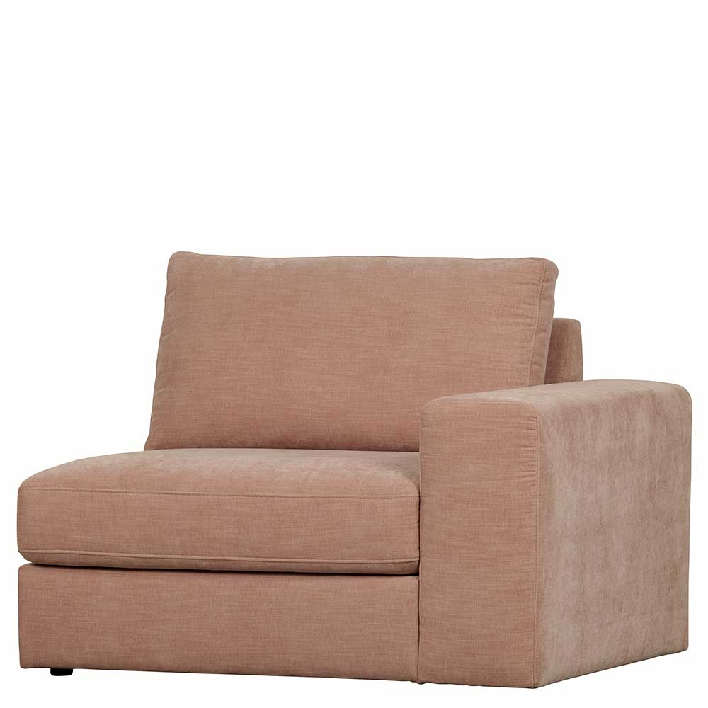 Rosa Einsitzer Modul Couch Oktamian aus Webstoff mit Armlehne rechts