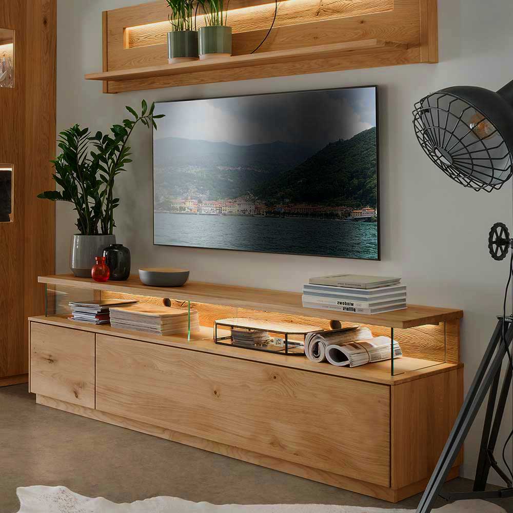 Hochwertiges TV Lowboard Klever aus Wildeiche Massivholz 170 cm breit