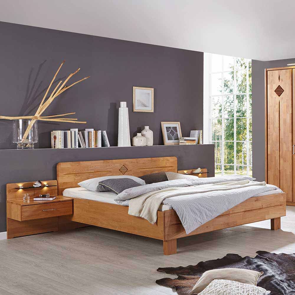 Schlafzimmermöbel Set Crostina aus Erle im Landhaus Design (vierteilig)