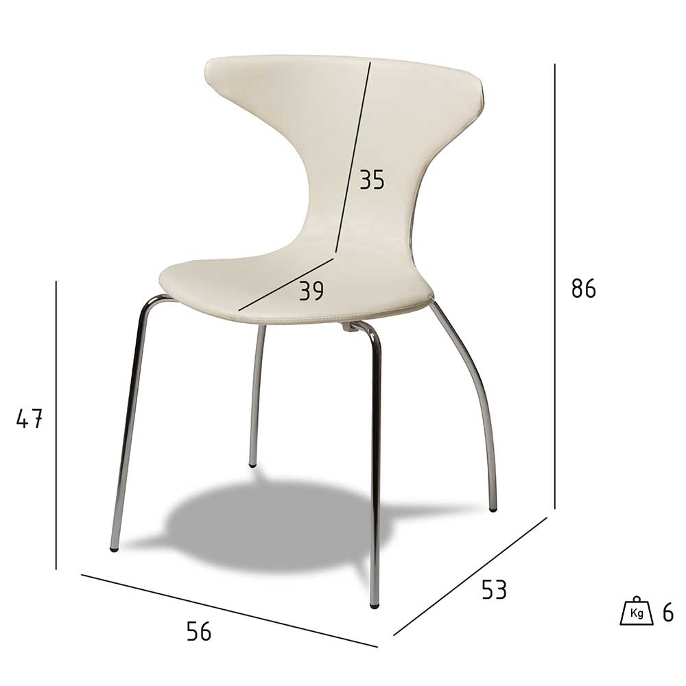 Kunstleder Stühle Leon in Weiß im Retro Design (4er Set)