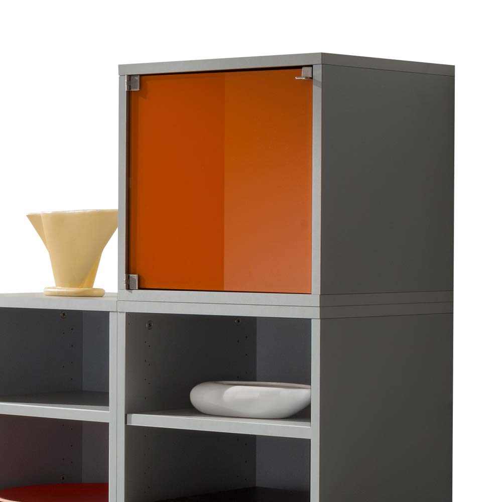 Büromöbel Sabina in Grün Orange Glas modern (dreiteilig)