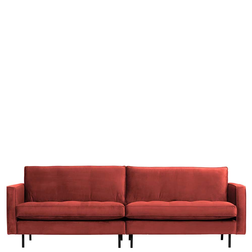 Dreier Sofa Klasvan in Bezug aus Samt in Kastanie 275 cm breit