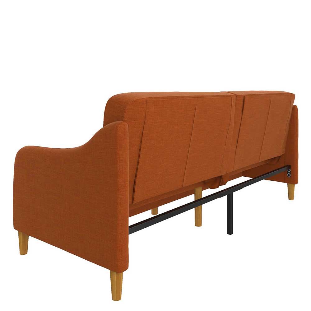 Orange Klappcouch Jeanna in modernem Design 195 cm breit