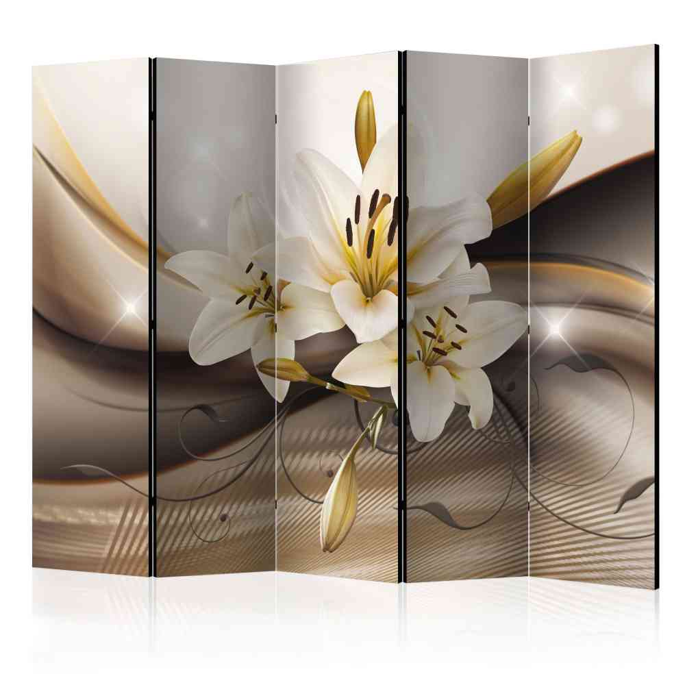 Schlafzimmer Paravent Mancara mit Lilien Blüten aus fünf Elementen