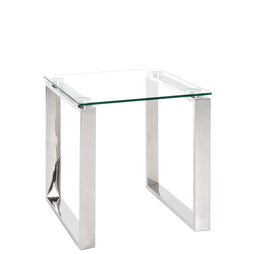 Glas Tisch Ayero 45 cm hoch mit verchromtem Bügelgestell