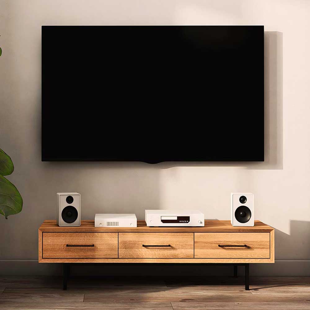 Fernsehlowboard Yalley aus Wildeiche Massivholz im Skandi Design