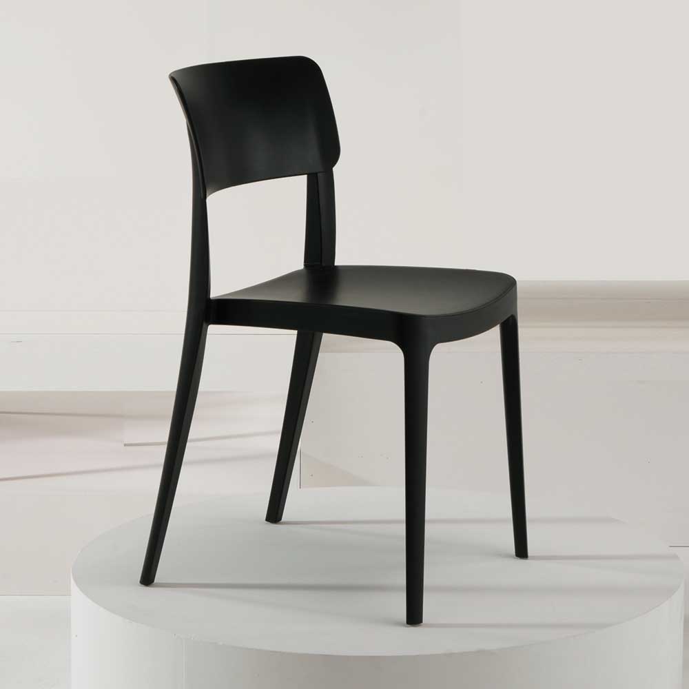 Kunststoff Stühle schwarz Fidarela in modernem Design stapelbar (4er Set)