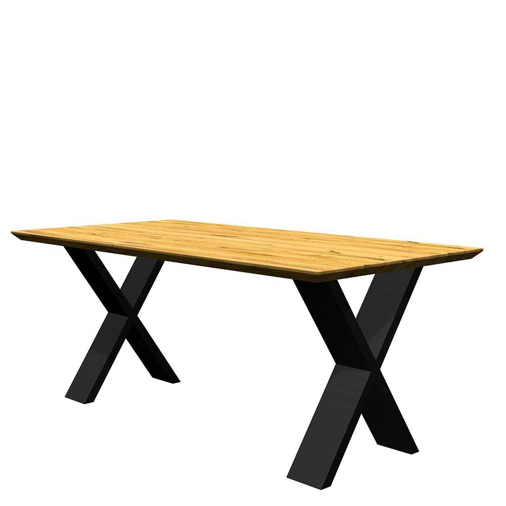 Hochwertiger Tisch Lavernes aus Eiche Massivholz mit Schweizer Kante