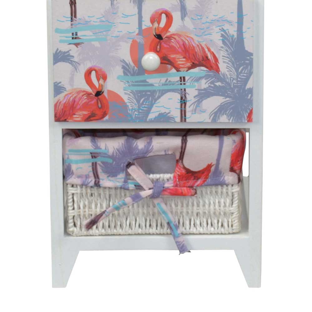Schubkastenregal Dorotha mit Flamingo Motiven 30 cm breit