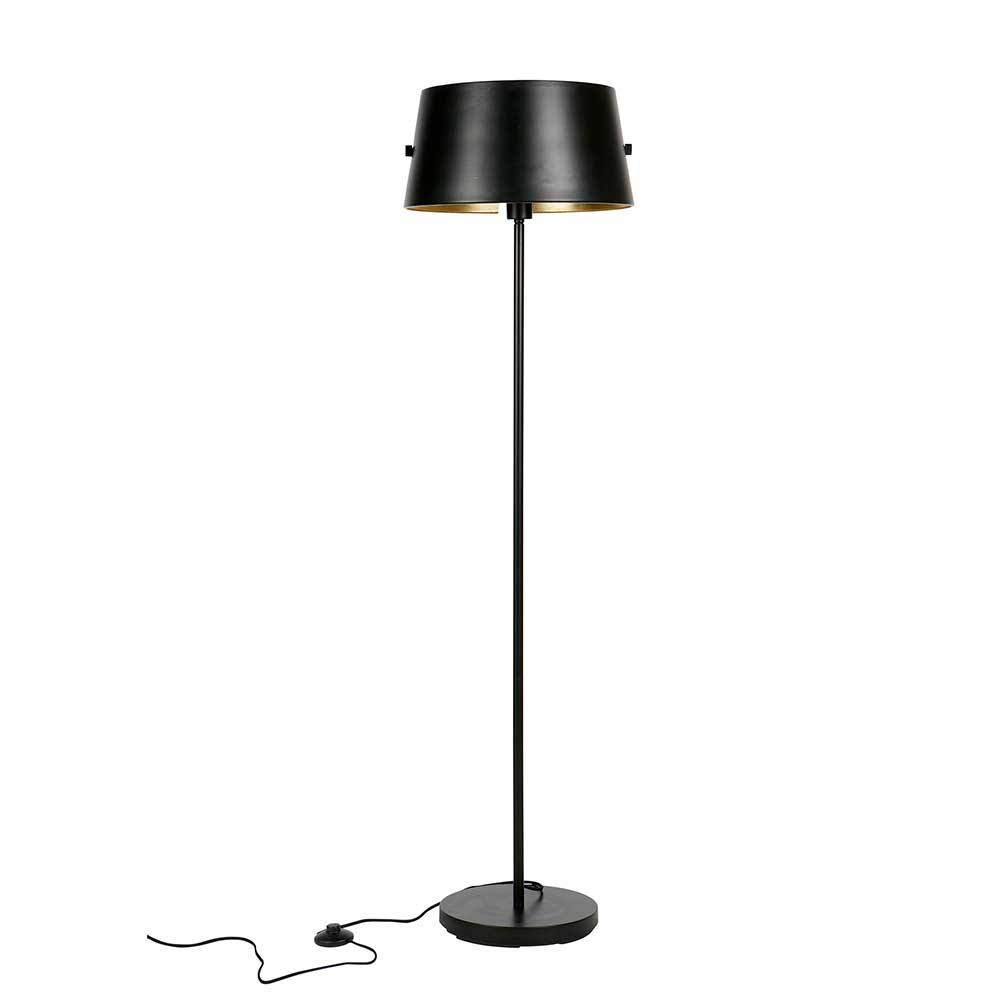 Design Stehlampe Finca in Schwarz und Messingfarben aus Stahl