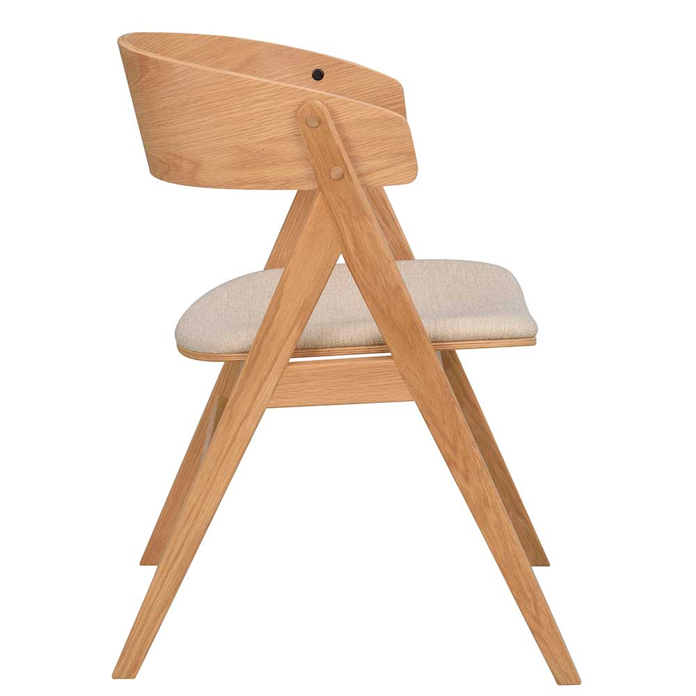 Esszimmer Stühle Later aus Eiche Massivholz mit Sitzbezug in Beige (2er Set)