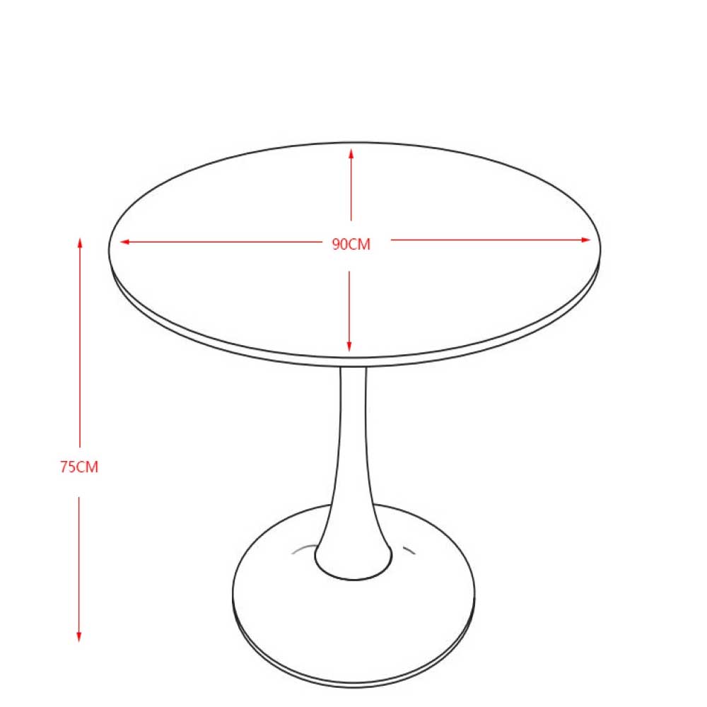 Tisch Esszimmer Viman mit Trompetenfuß und Steinplatte in Marmoroptik
