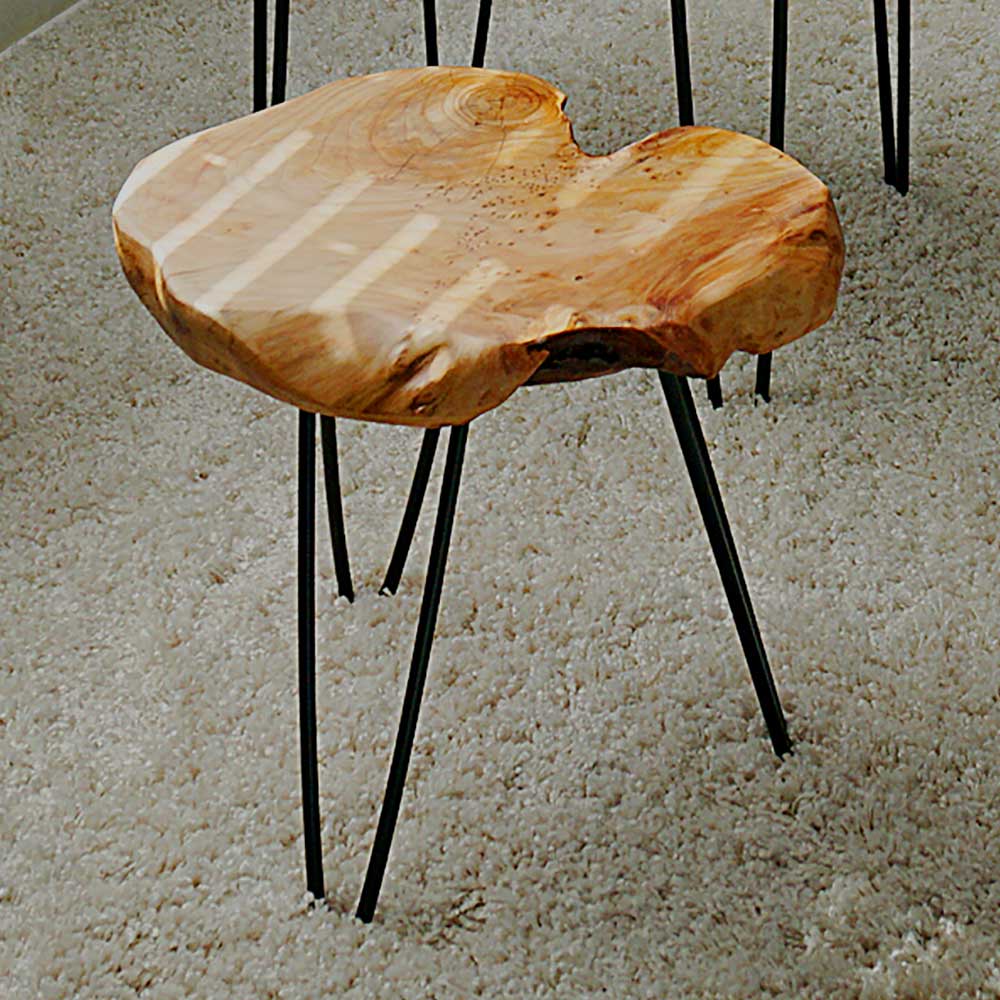 Holztisch Castianon Baumscheibe aus Zeder Massivholz und Metall