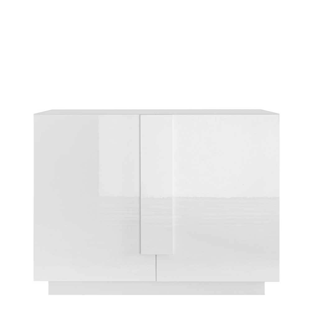 Hochglanz Esszimmerkommode Barrow in Weiß mit Sockelgestell