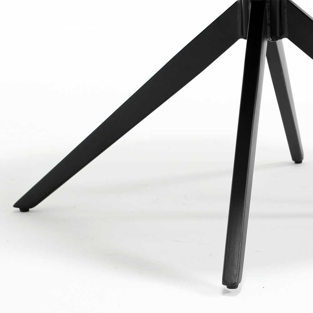Graue Esszimmer Stühle Nevis mit Armlehnen und schwarzem Metallgestell (2er Set)