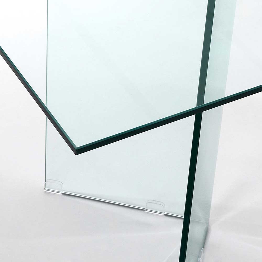 Design Esstisch Fyoras aus Glas mit Wangen-Gestell