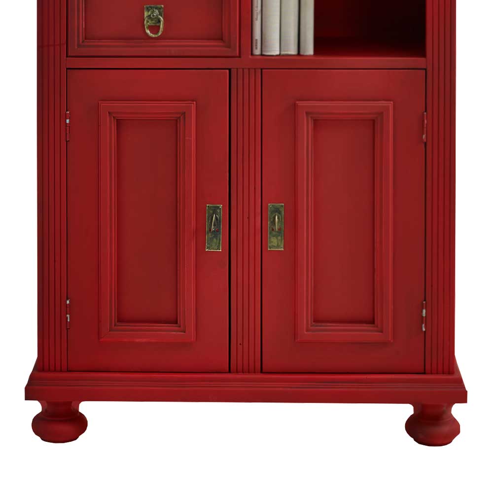 Kommode Tinato in Rot aus Fichte massiv Vintage Design
