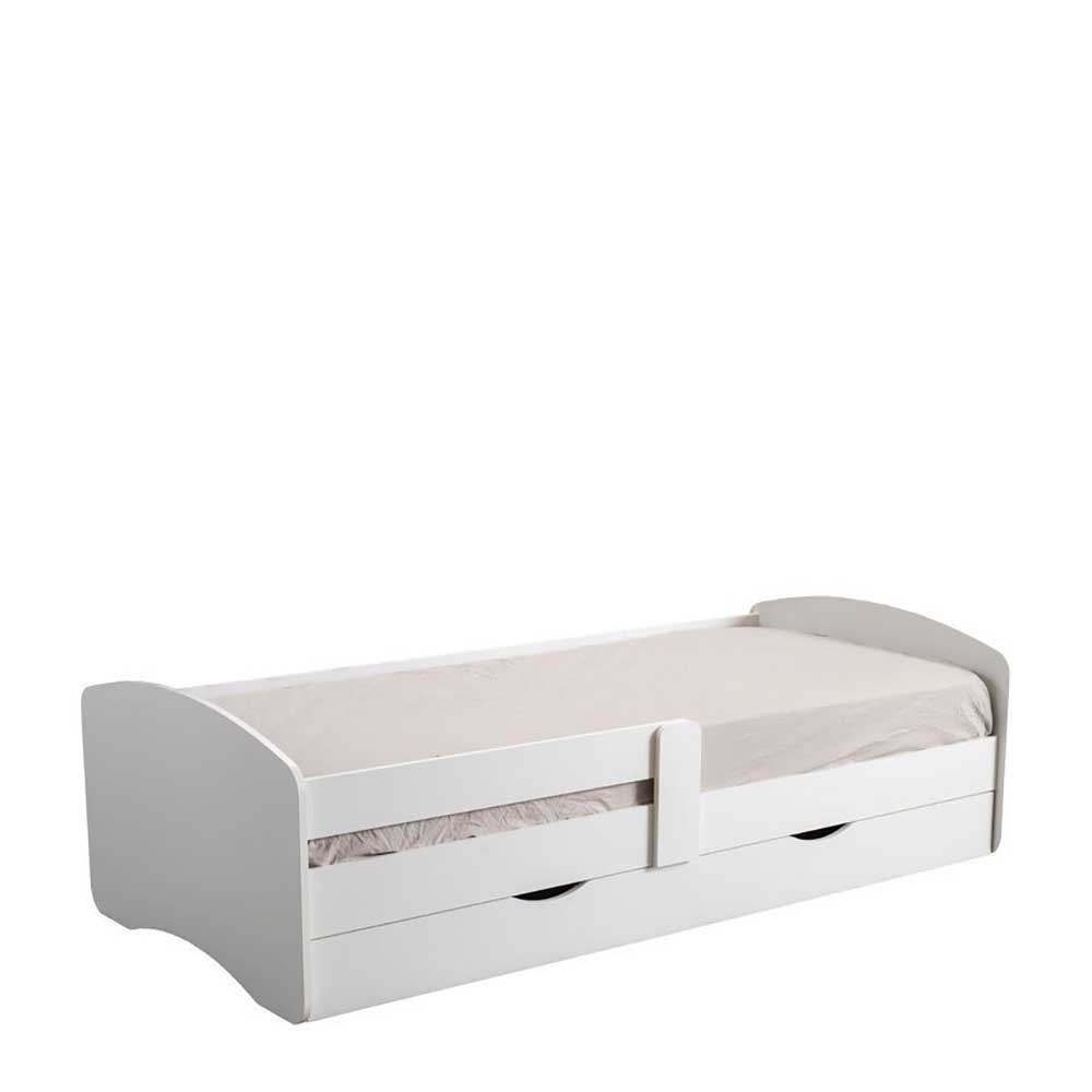 Bett mit Schubladen Queena in Weiß 205 cm tief