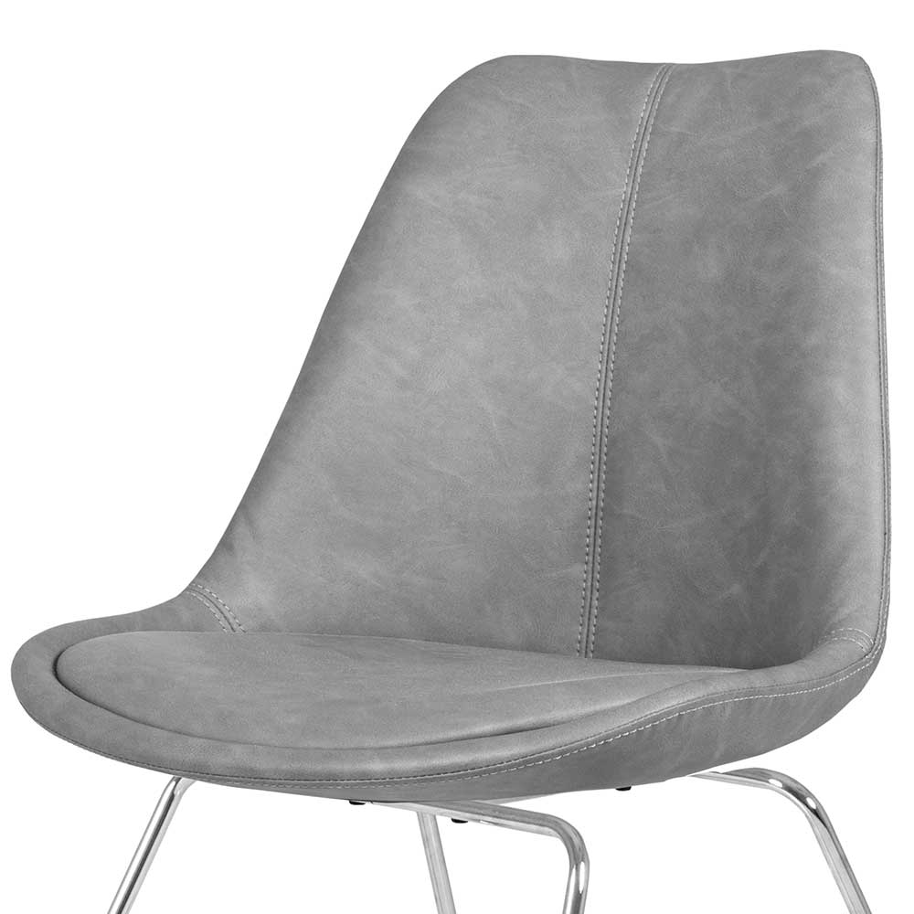 Esstisch Stühle Ventura in Grau Kunstleder mit Schalensitz (2er Set)