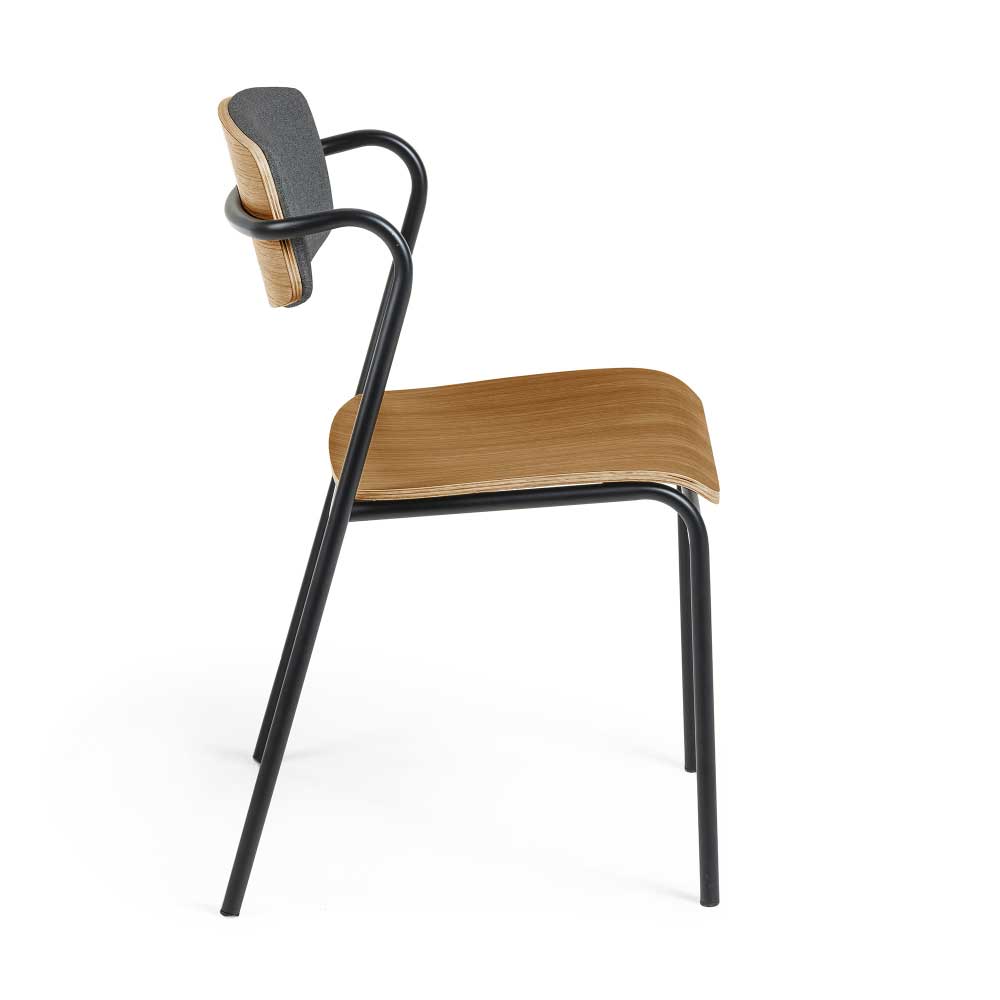 Stuhl Set Circlefun aus Schichtholz und Metall mit gepolsterter Lehne (4er Set)