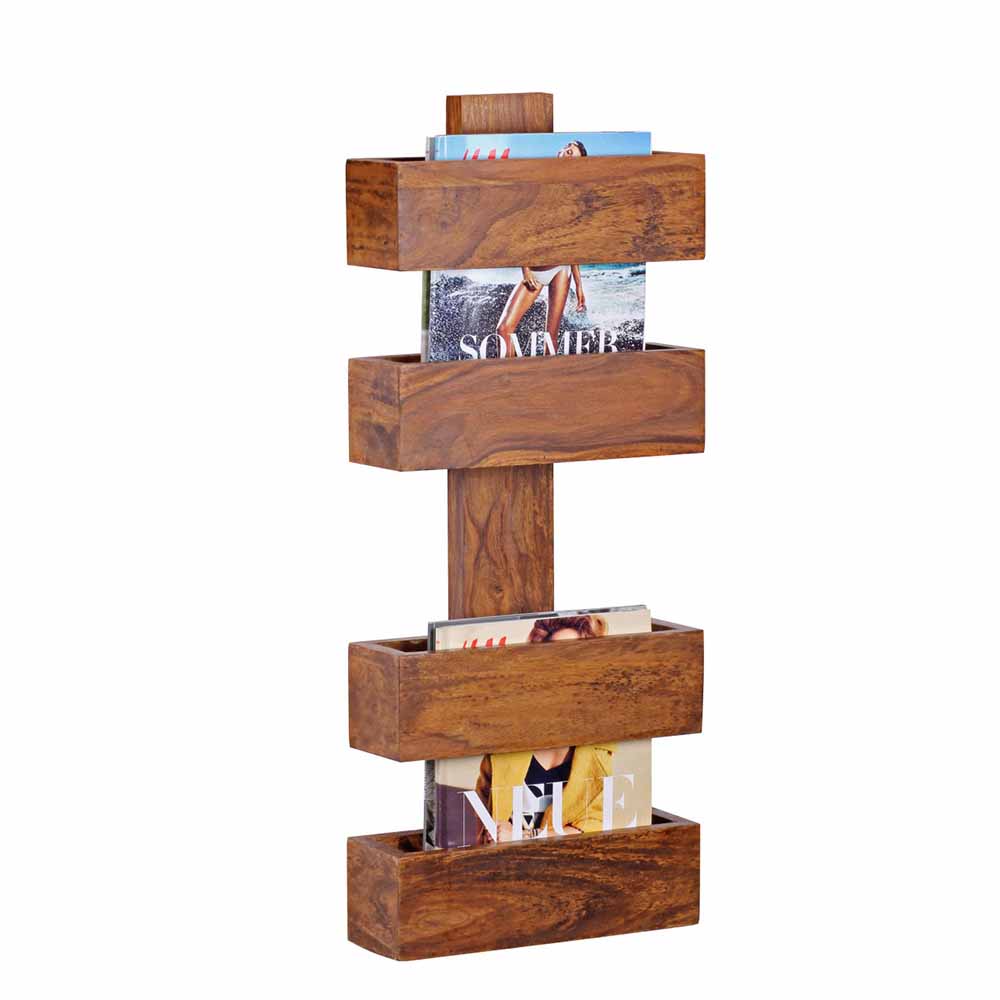 Zeitschriftenständer Arendal aus Sheesham Massivholz 30 cm