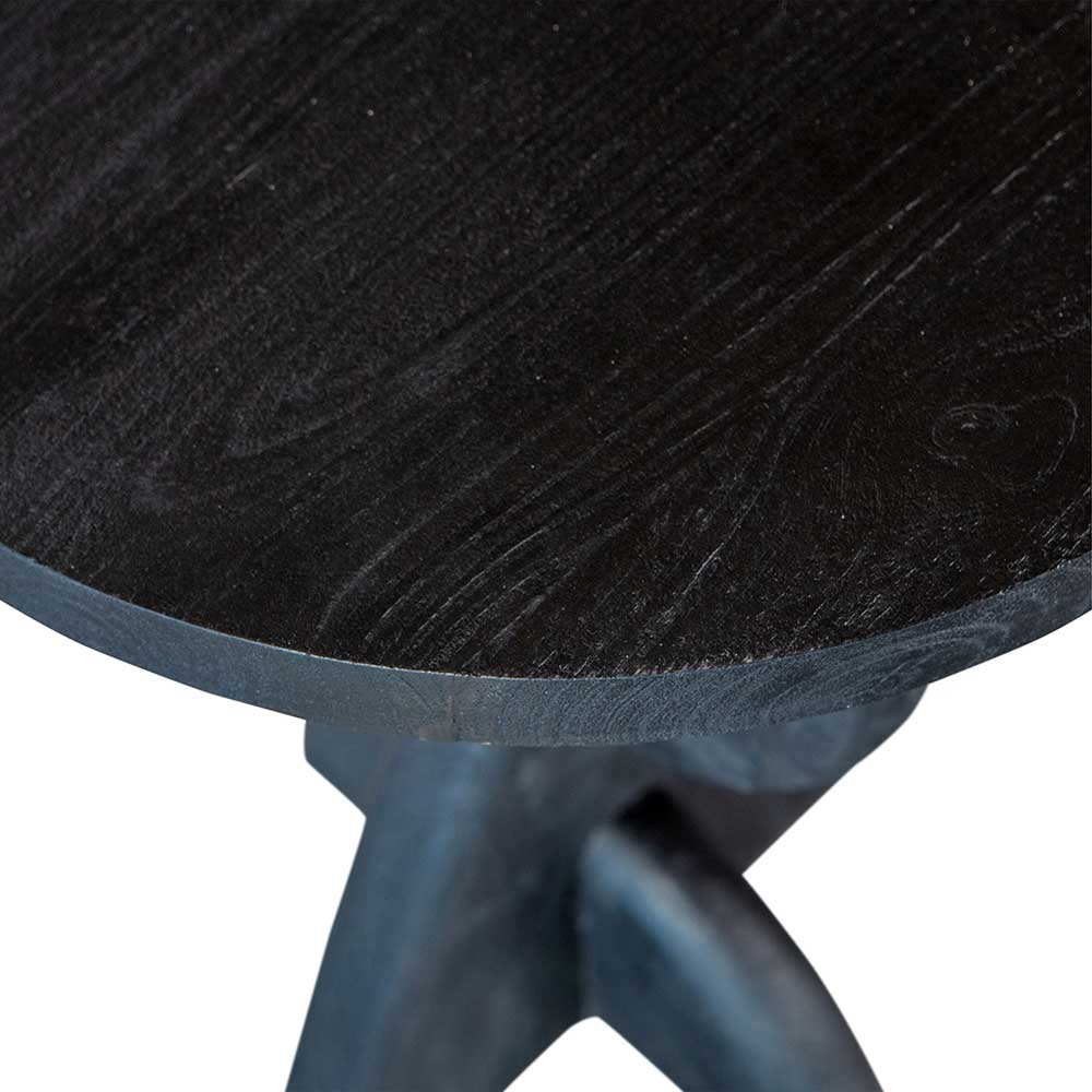 Schwarzer Design Beistelltisch Magan aus Mangobaum Massivholz 52 cm hoch