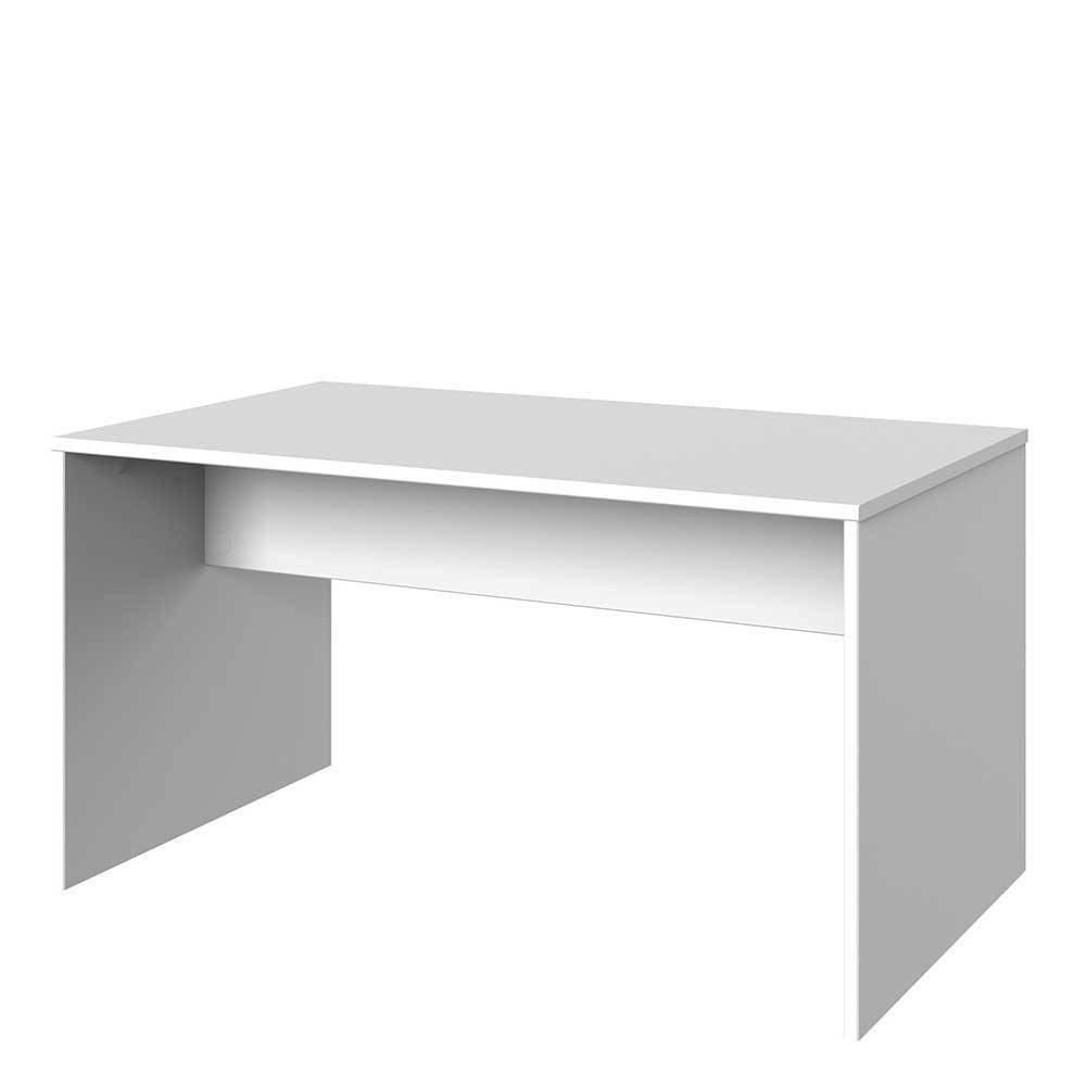 Weißer Schreibtisch Haruto 140x72x70 cm mit Knieraumblende