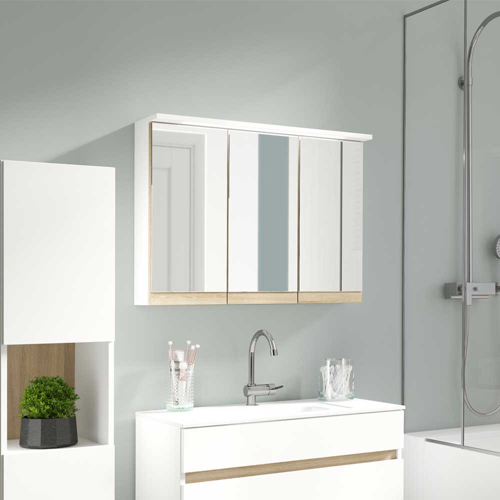 Badezimmer Spiegelschrank Samplora 80 cm breit mit LED Beleuchtung