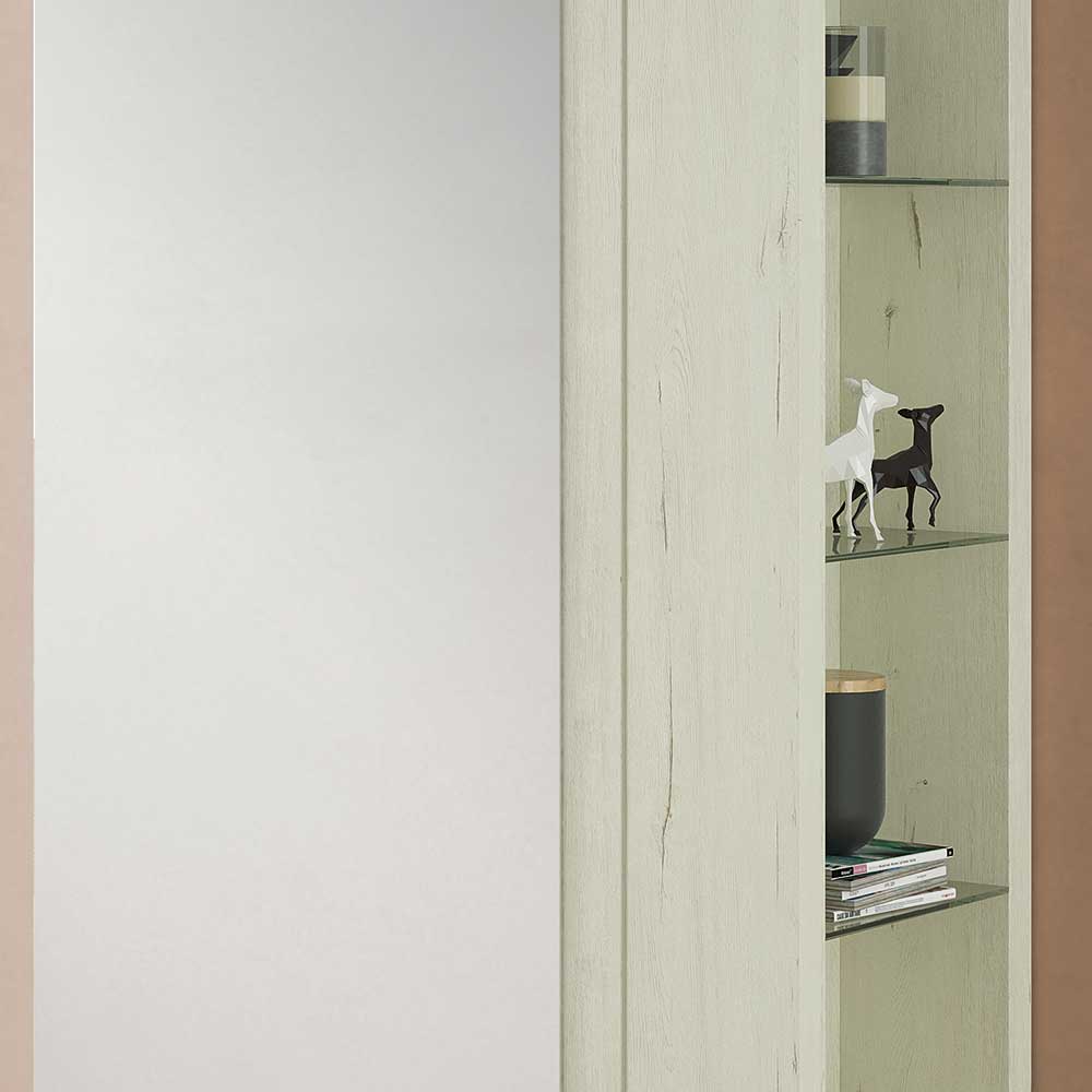 Spiegel Schuhschrank Zella in Creme Weiß 180 cm hoch