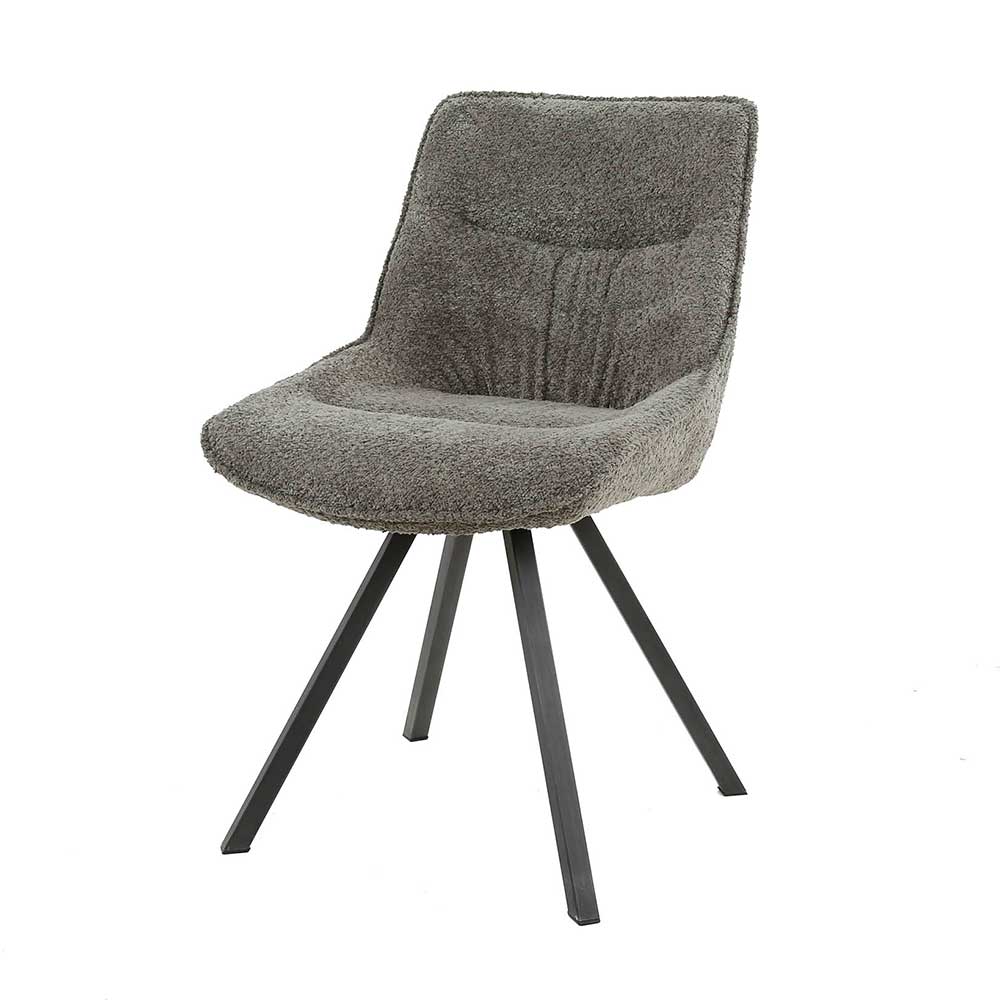 Stuhl Set Esszimmer Fitty aus Boucle Stoff und Metall 50 cm breit (2er Set)