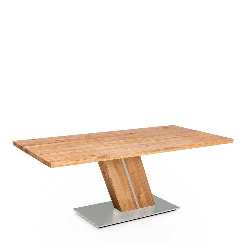 Tisch Esszimmer Mailona aus Eiche Massivholz geölt mit Säulengestell