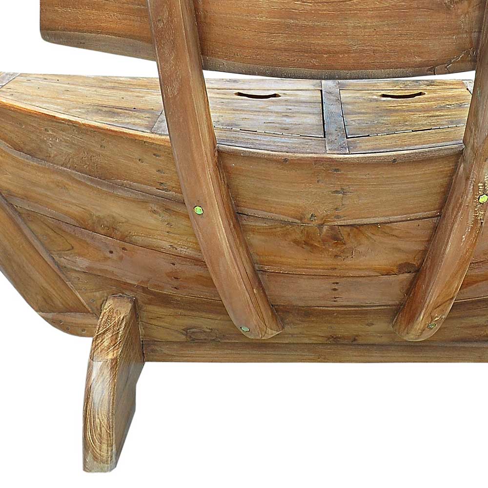Rustikale Holzbank Koropi I in Bootform aus Teak Massivholz