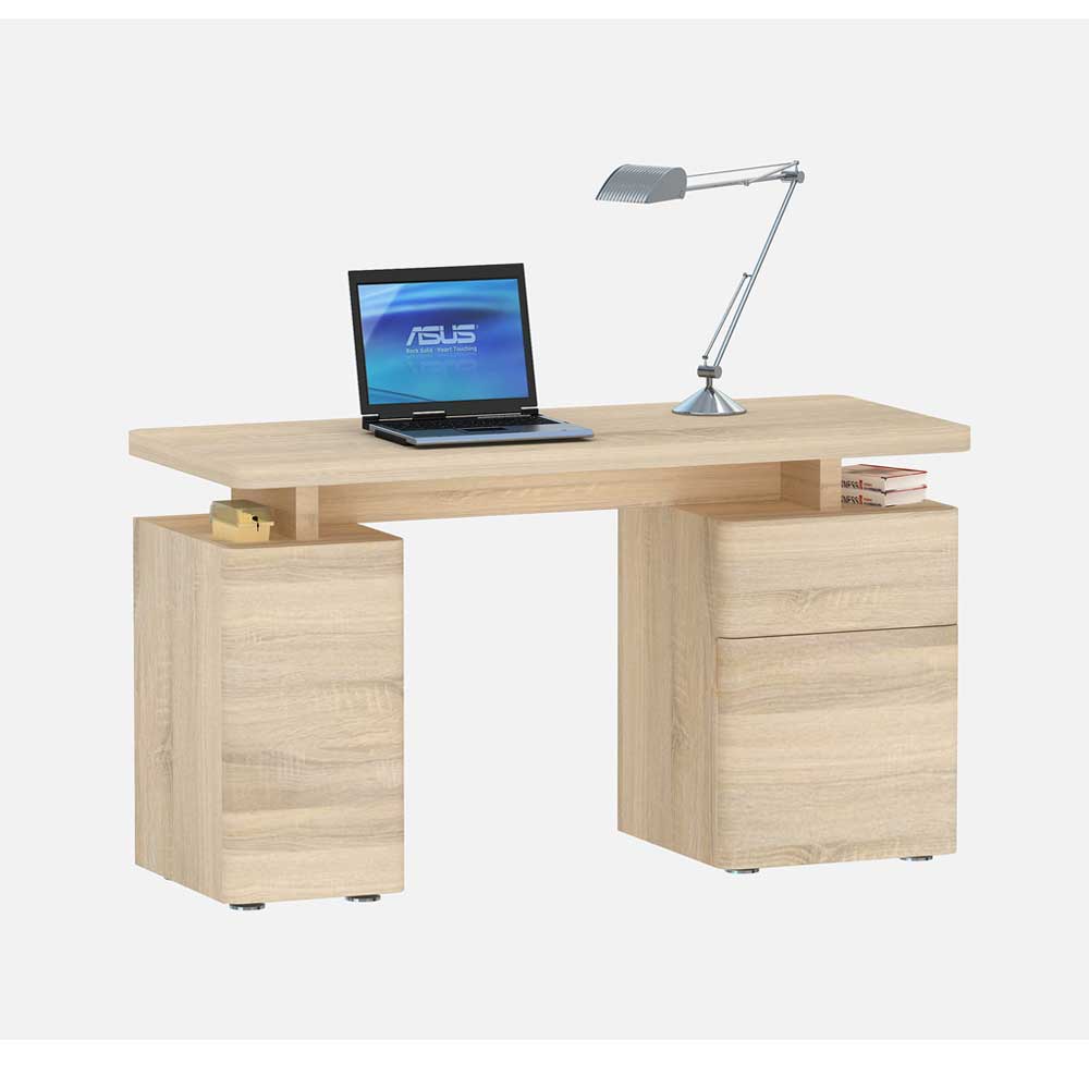 Schreibtisch Empilagon in Eiche Sonoma mit Stauraum