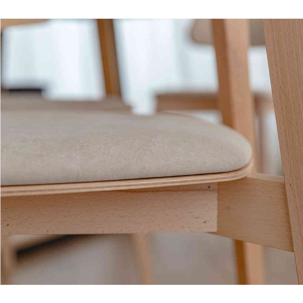 Esstisch Stühle Henner in Beige mit Gestell aus Buche Massivholz (2er Set)