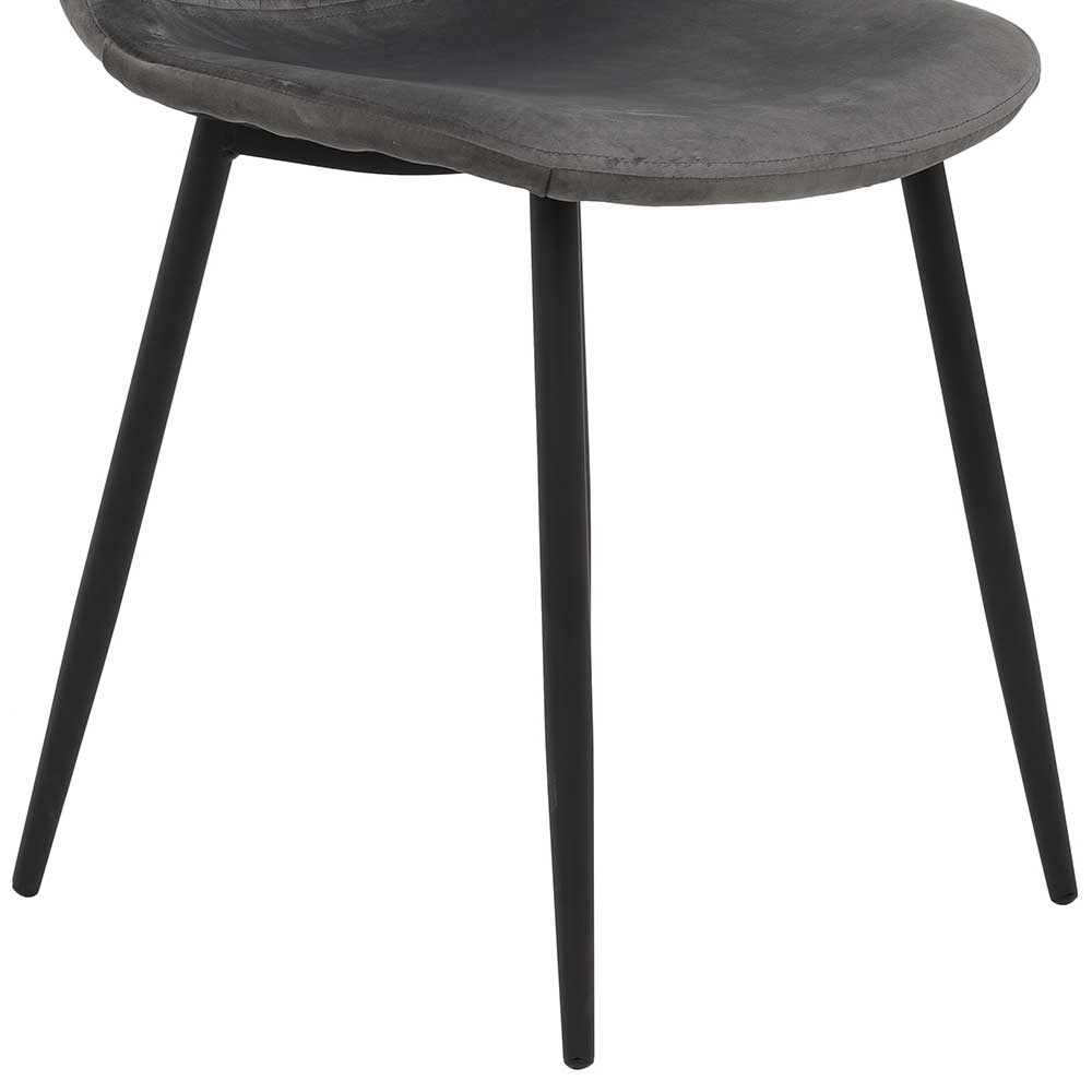 Esstisch Stühle Diziana in Grau Samt mit Metallgestell in Schwarz (Set)