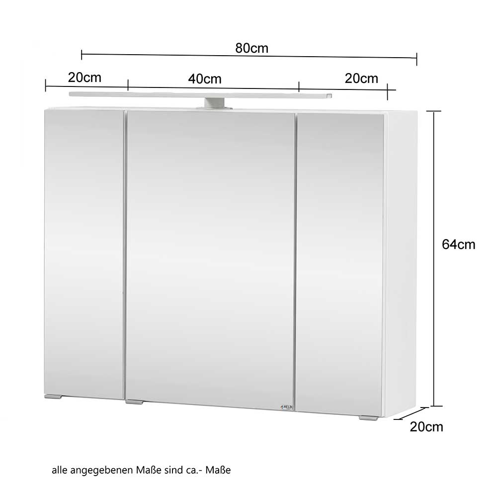Lichtspiegelschrank Sastiza in Dunkelgrau 80 cm breit