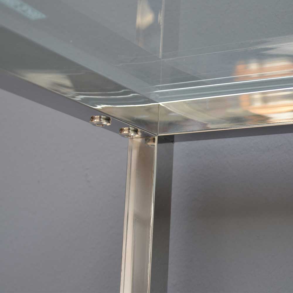 Design Raumteiler Regal Ebonia in Chromfarben mit Glasböden
