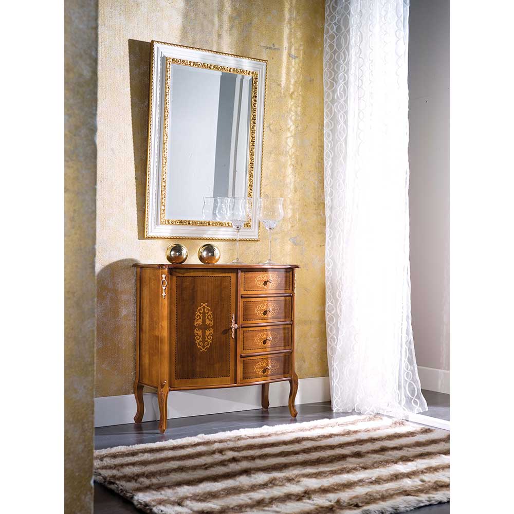Schlafzimmer Kommode Marzonas im Barock Design in Nussbaumfarben lackiert