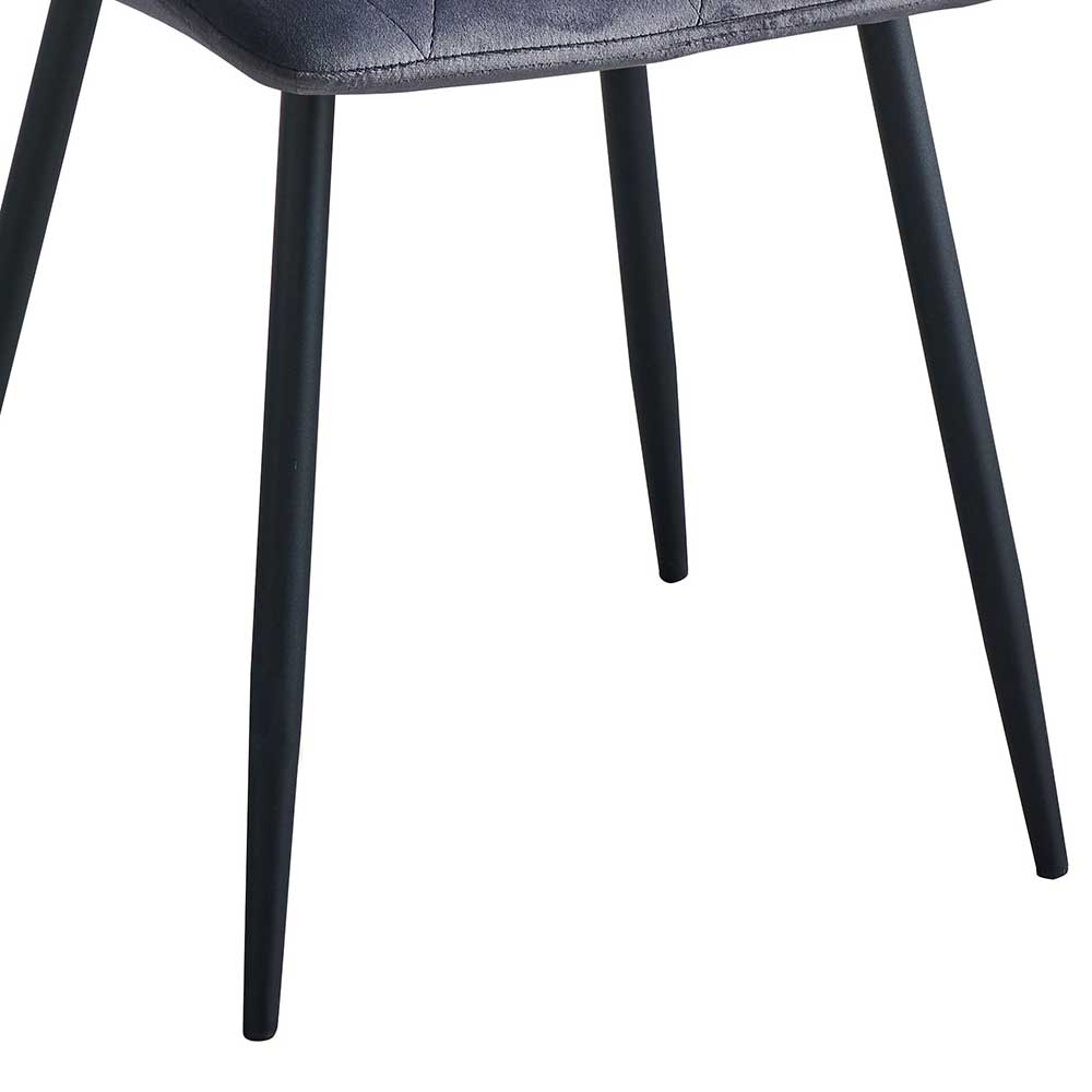 4 Stühle in Grau Pelitus mit aufwendigen Steppungen - 50 cm Sitzhöhe (4er Set)