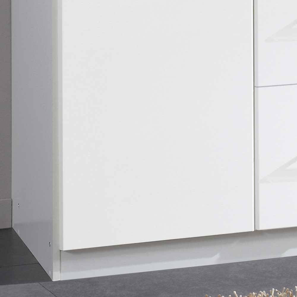 Hochglanz Kleiderschrank Emritalo in Weiß mit drei Schubladen