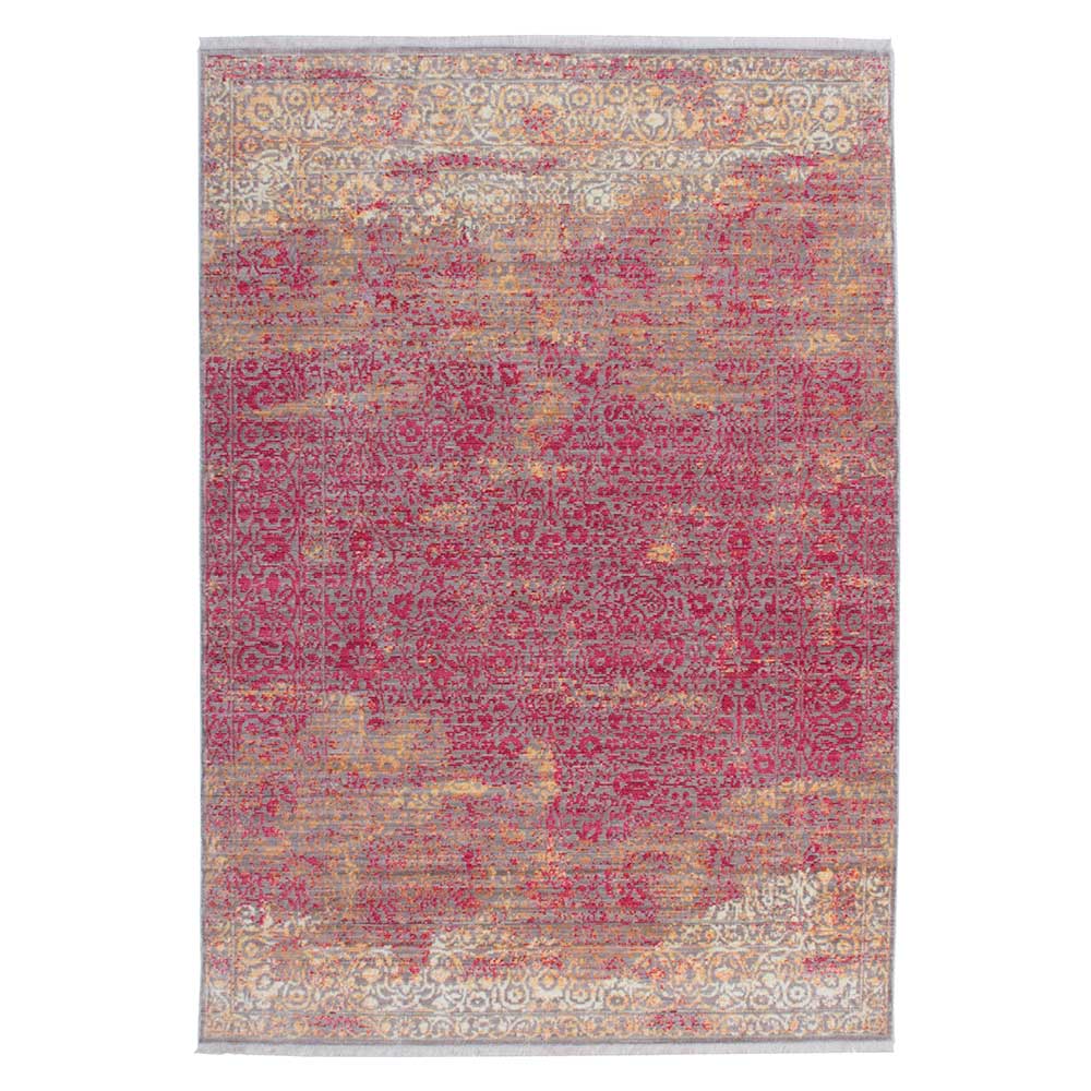 Vintage Kurzflor Teppich Piotra in Rot und Beige 1 cm hoch