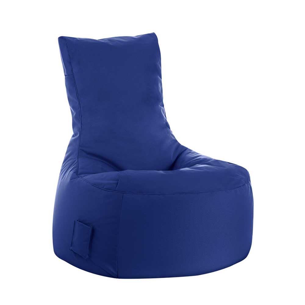 Sitzsack Sessel Larros in Blau mit Fußhocker