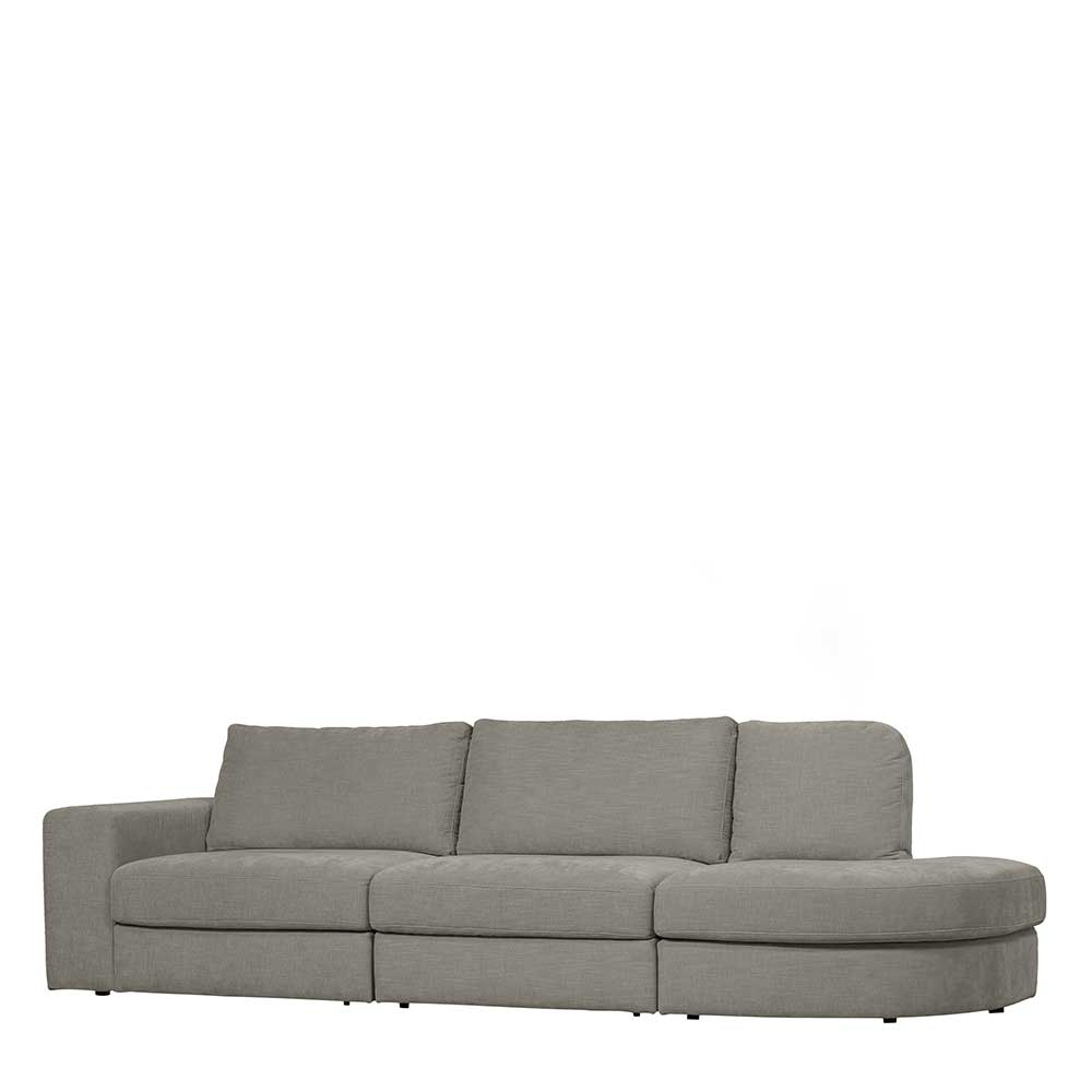 Modulares Sofa Fredoco in Grau mit Armlehne links - Rundung rechts