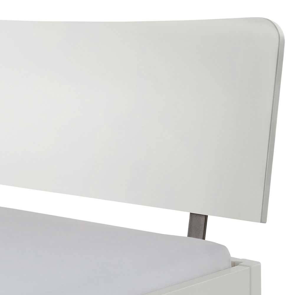 Breites Bett Rustieke aus Buche Massivholz in Weiß lackiert