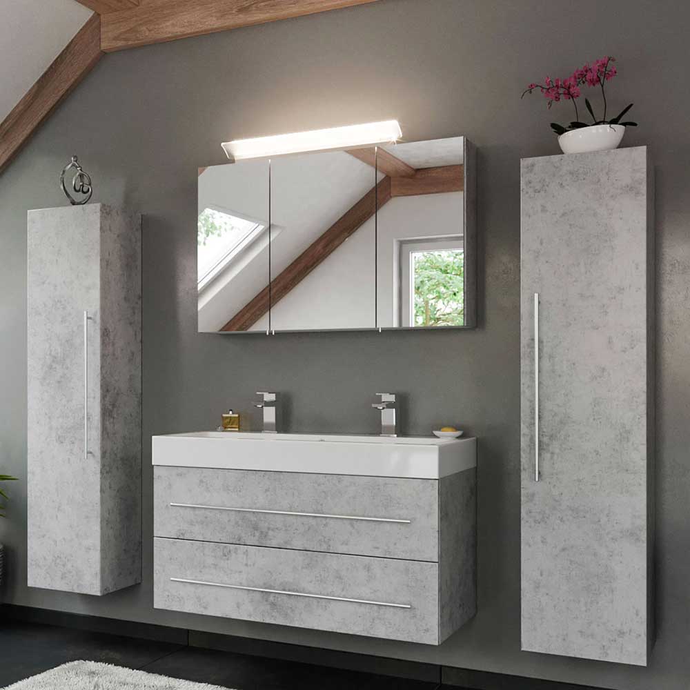 hängendes badezimmer möbel set vlidessa in beton grau modern