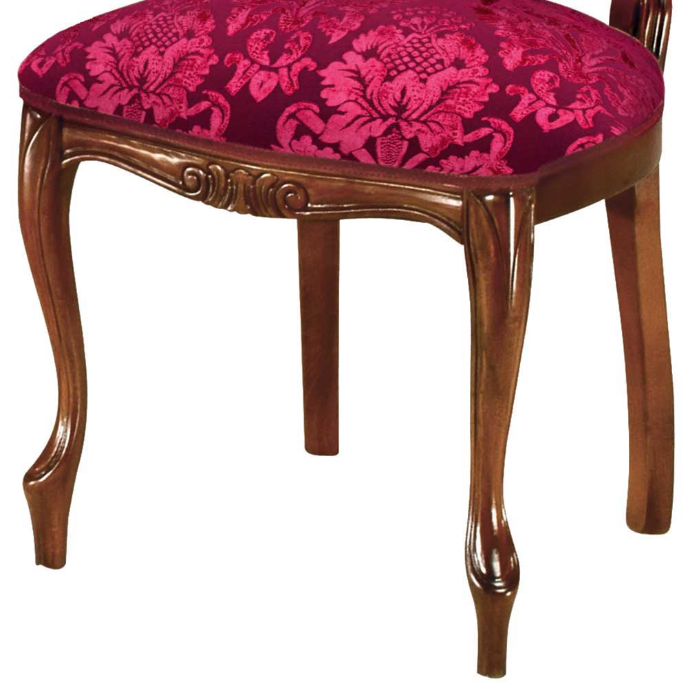 Barocke Tischgruppe Daltiana in Nussbaumfarben inklusive fünf Stühle (sechsteilig)